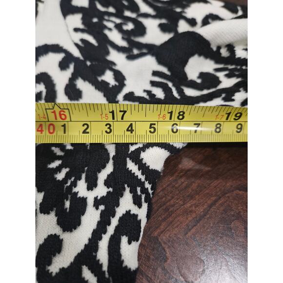 Soft Surroundings Zip Cardigan Sweater Damask Black White Baroque Size L Damask - Picture 4 of 6